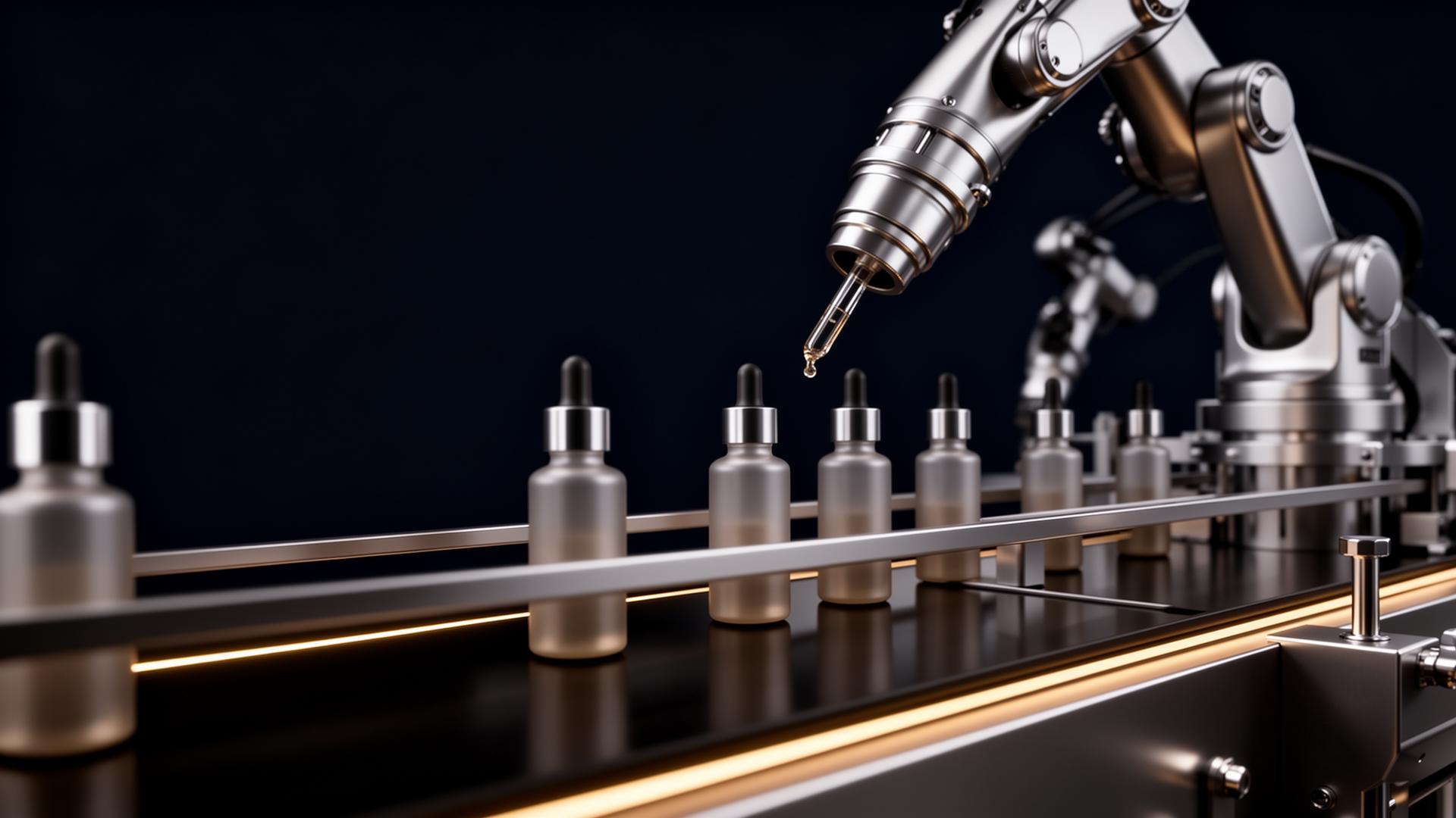 Automated line filling small fragrance and flavour product bottles